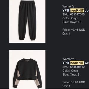 Abercrombie YPB NeoKnit Jogger Set Size XS/S